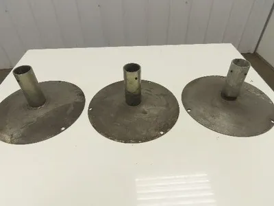 14" Steel Pedestal Base Round Pipe Conveyor Leg Stand Adj Height Lot of 3