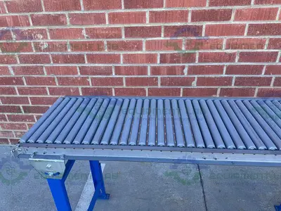 USED ROLL-AWAY HEAVY DUTY ROLLER CONVEYOR 10' X 18" W/ ADJUSTABLE LEGS