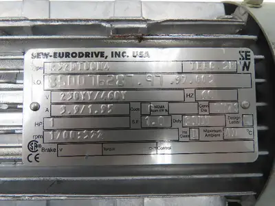 Sew-Eurodrive R32DT80N4 Inline Gearmotor 5.3:1 Reducer 322rpm 1Hp 230/460V 3PH