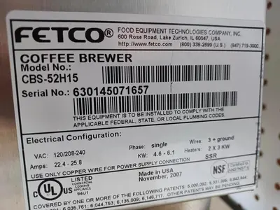 USED FETCO CBS-52H-20