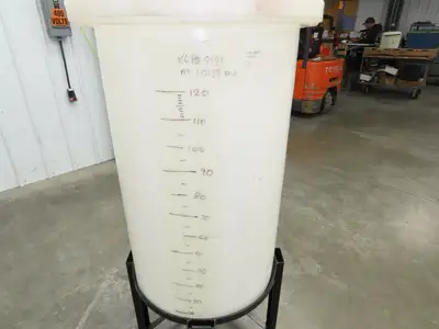 Chem Tainer TC1829CA-MCM Poly Plastic Chemical Tank 30 Gallon Lid Metal Stand
