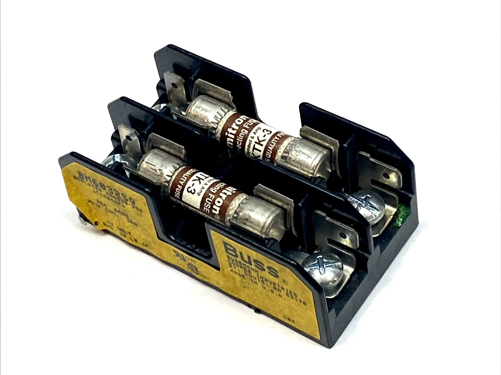 USED BUSSMANN 2-POLE MIDGET FUSE BLOCK 30A 600V SCREW/QUICK CONNECT