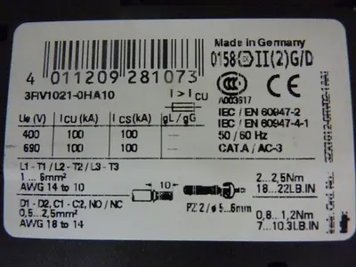 USED SIEMENS 3RV1021-0HA10