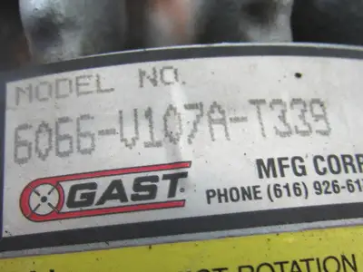 GAST 6066-V107A-T339 55CFM 15PSI 3HP Rotary Vane Oil-Less Vacuum Air Pump 3Ph