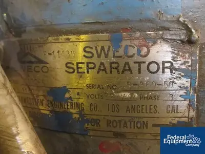 USED SWECO 30" Sweco Screen, c/s, Single Deck