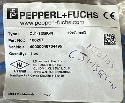 NEW PEPPERL FUCHS CJ1-12GK-N