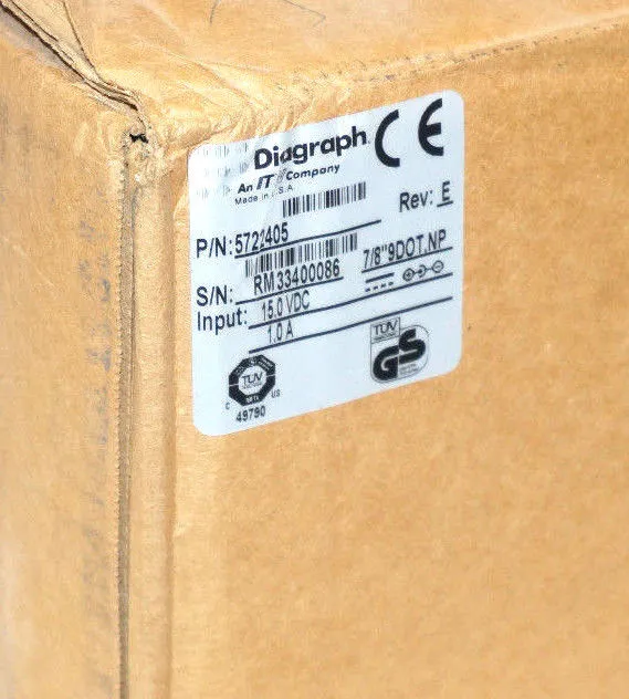 DIAGRAPH 5722405 REV, E INK JET SYSTEM PRINT HEAD 15.0, VDC 1.0, A REPAIRED
