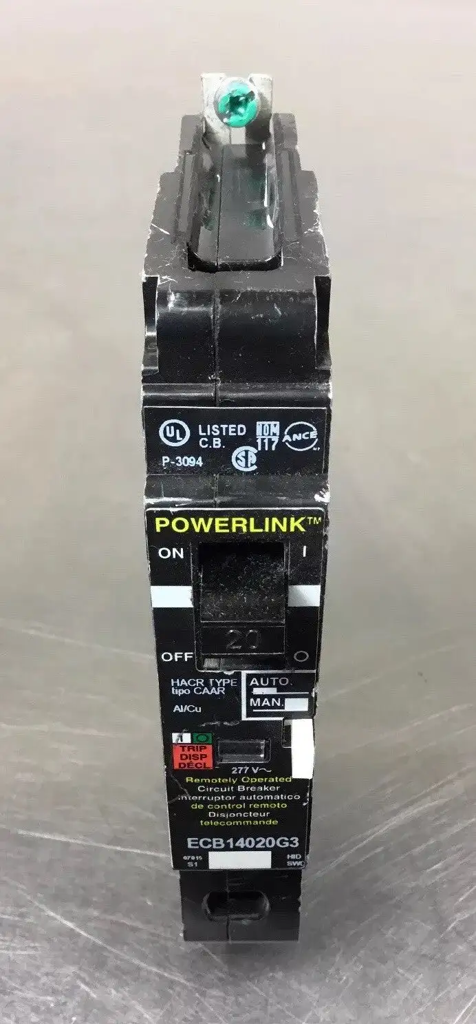 Square D ECB14020G3 Powerlink Remote 20-Amp Circuit Breaker 20A 1P 277V 4F