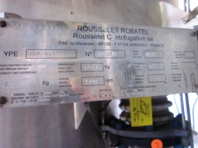 (6) Robatel BXP 800 centrifugal extractors, 316L SS.