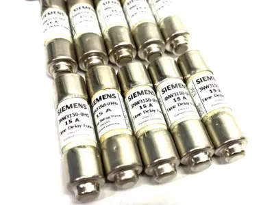 USED SIEMENS SENTRON CYLINDRICAL FUSE, SLOW BLOW, 15A
