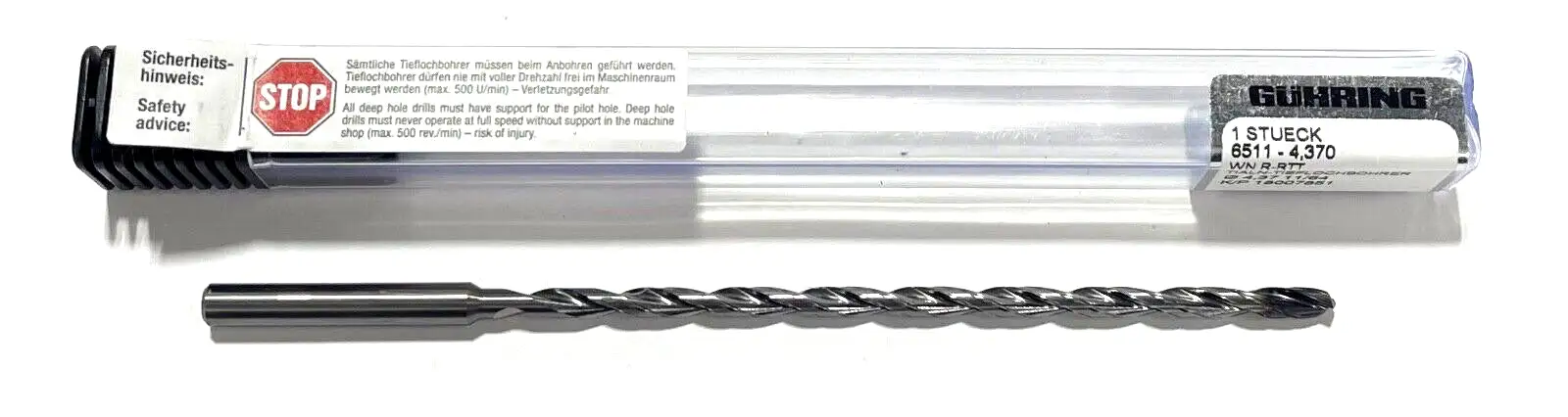Guhring 11/64" Solid Carbide Drill 20xD Coolant Thru TiAlN Tipped 135°