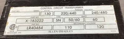 Allen-Bradley X-183222 Control Circuit Transformer .130 Kva 50/60 Hz 4C-46