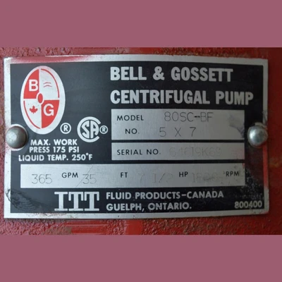 Bell & Gossett 5 x 7 Pump