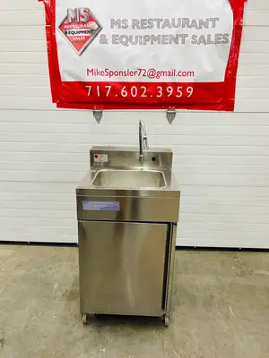 Hybrid 684 S/S Portable Hand Sink “NO TOUCH” Electric 120v or Battery Operated