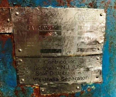 Westfalia TA 140-02-576 separator, 316SS.