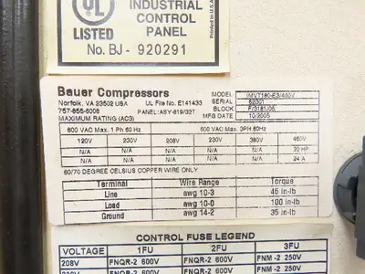 Used BAUER _UNKNOWN_ Air Compressors (Misc) Indiana US | Arrow Industrial #1408745
