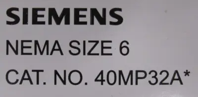 NEW SIEMENS 40MP32AG CONTACTOR 3-POLE 3-PHASE SIZE-6