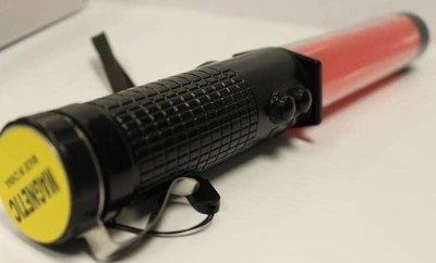 Bright LED Safety Traffic Baton Flashlight Stick With Self Whistle, Front Light & Magnetic Base. New In Box