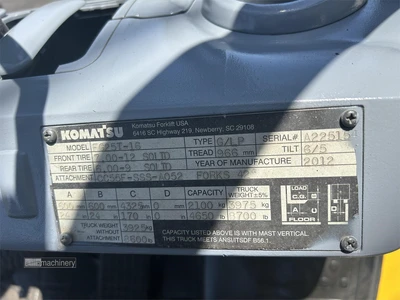 Used 2012 KOMATSU FG25T-16 Misc Forklifts California US | Lillo Machinery #1399247