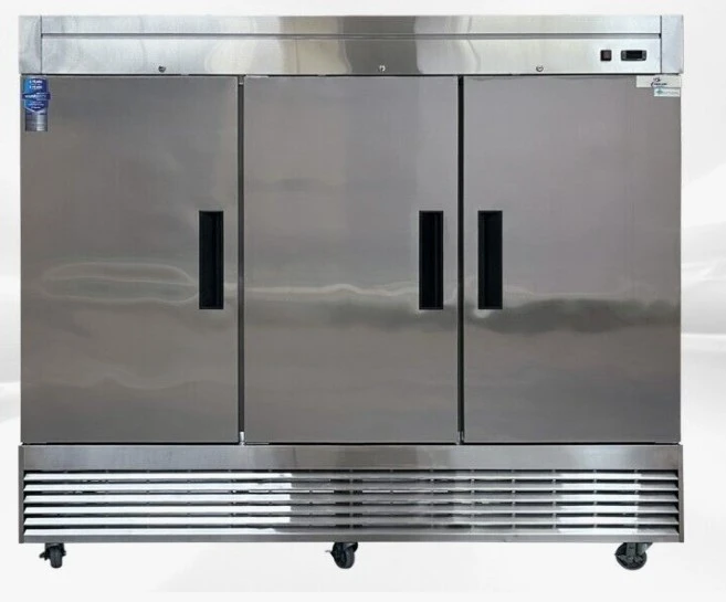 171-0059 82” Stainless Steel Self Contained 3 Door Reach In Freezer