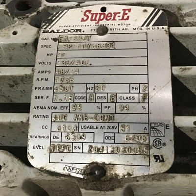 Yuken A145R2-FR01B-41AA-60 Double Pump Max Pressure 21 w/Baldor EM 334T Motor