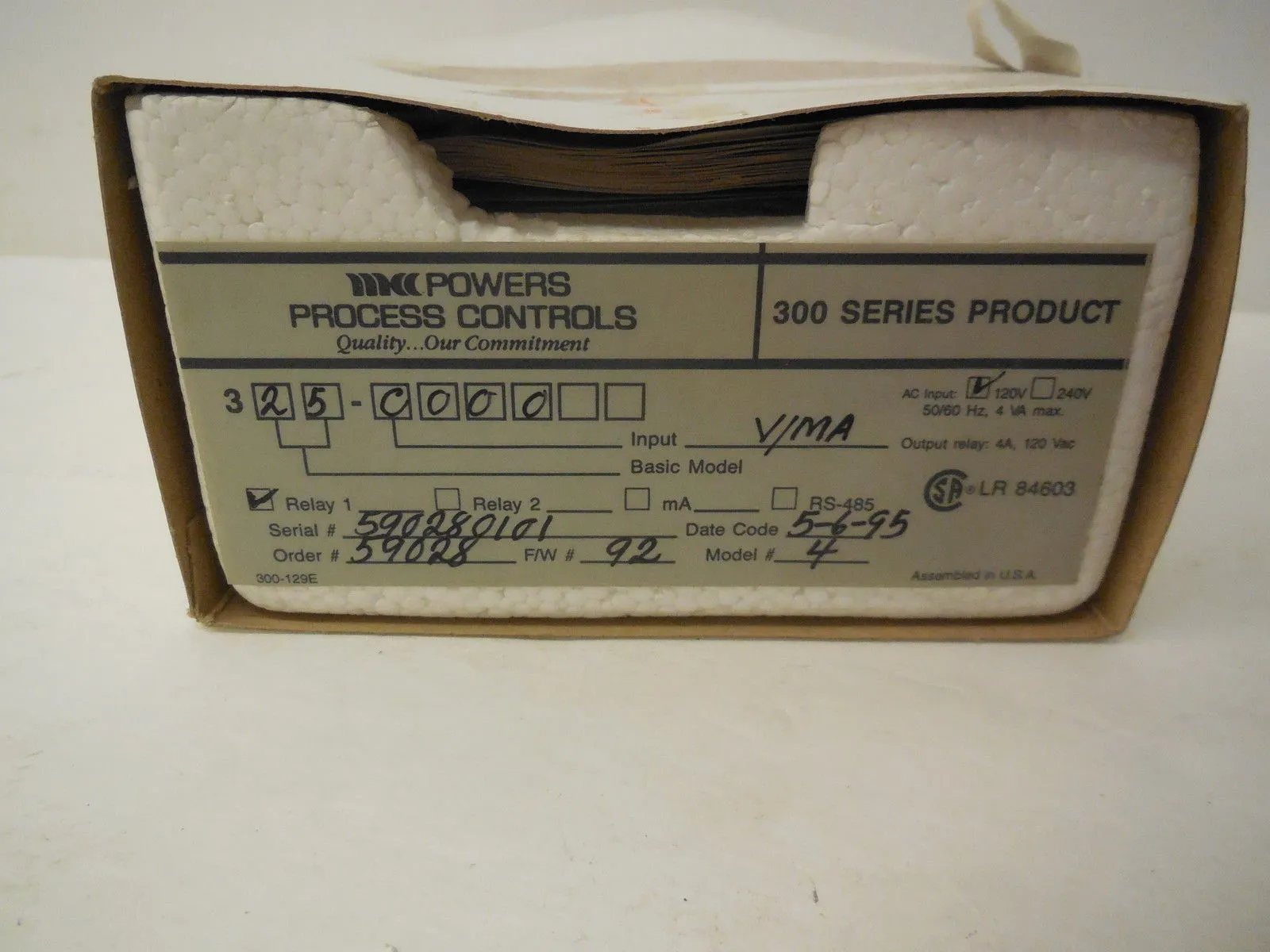 NEW POWERS PROCESS CONTROLS 325-C000 CONTROLLER 325C000