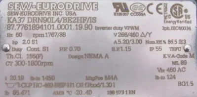 NEW SEW EURODRIVE KA37 DRN90L4/BE2HF/IS GEARMOTOR 20.19 KA37DRN90L4BE2HFIS
