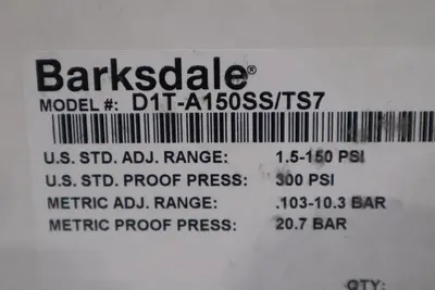 NEW BARKSDALE D1T-A150SS/TS7 Diaphragm Mechanical Pressure Switch STOCK G114