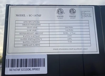 171-0106 72” Glass 3 Door Reach In Cooler