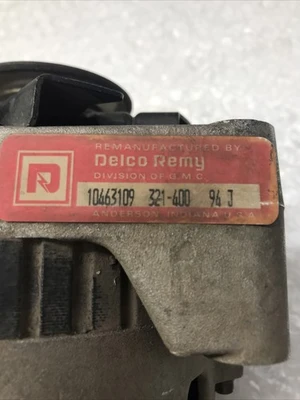 **Preowned  Remanufactured Alternator Delco Remy 321-400 94 j 10463109