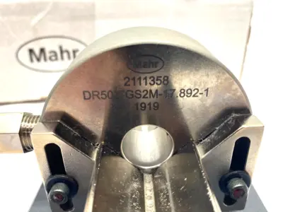 USED MAHR DIMENSIONAIR 2-JET AIR RING GAUGE W/ GUIDE CHUTES & BASE PLATE