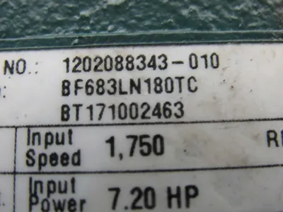 Dodge BF683LN180TC 27.99:1 Ratio 1750RPM Input 62.5RPM Hollow Shaft Gearbox