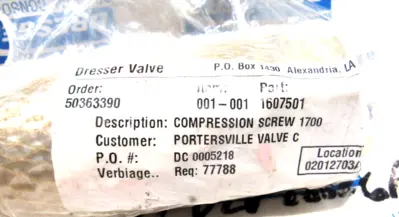 NEW DRESSER 1607501 COMPRESSION SCREW