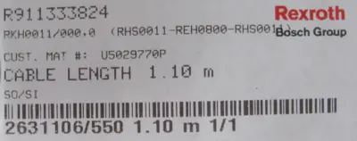 NEW REXROTH RKH0011 CABLE 1.10M R911333824