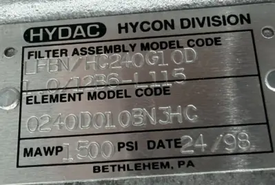 NEW HYDAC LFBN/HC240G10D1.0/12B6L115 FILTER 1500PSI 0240D010BN3HC
