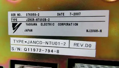 USED YASKAWA ELECTRIC JZRCR-NTU02B-2