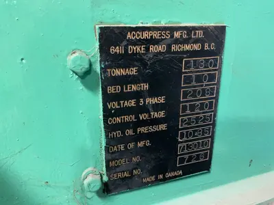 Used 1985 ACCURPRESS 713010 Press Brakes Ohio US | HGR 24 #1343709