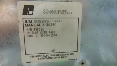 Reliance Electric 45C316 AutoMate 19 Slot Card Rack Used