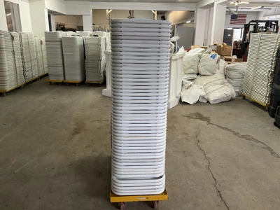 50 Metal Folding Chairs W/ metal rolling rack