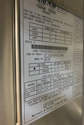 72-0324 Cook Rite AGR-6B 36″ Gas Range with Six Open Burners