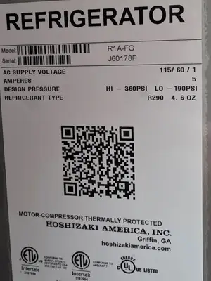 Used Hoshizaki Used 27.5" Hoshizaki R1A-FG One Section Reach In Glass Door Refrigerator 115V - TH5 Display Refrigerators Illinois US | Falcon Restaurant Supply #1373512