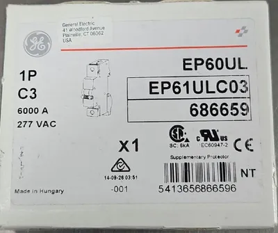 GE EP60 UL Series Miniature Circuit Breaker EP61ULC03. Loc 4E-2