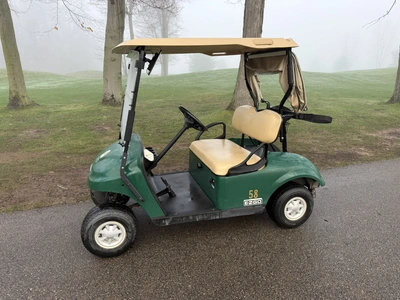 (1) 2017 E-Z-Go golf cart with a Kawasaki gas engine, model 625111G01, includes canopy, ball cover, ...