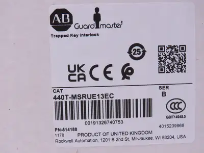 Allen Bradley 440T-MSRUE13EC Guardmaster Trapped Key Interlock Solenoid Release