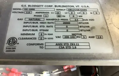 USED Blodgett HV100