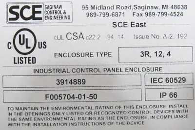 NEW SAGINAW F005704-01-50 ENCLOSURE F0057040150 3914889 20x24x8