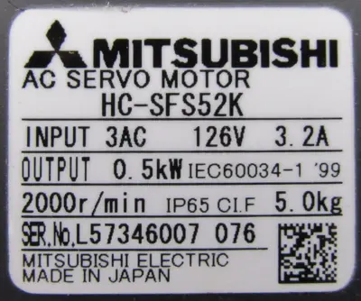 NEW MITSUBISHI HC-SFS52K SERVO MOTOR HCSFS52K