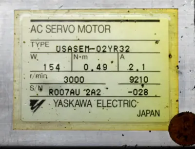 Yaskawa USASEM-02YR32, AC Servo Motor, 154W, 2.1A, 3000r/m