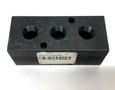 USED POLYCONN PNEUMATIC MANIFOLD 3-PORT 1/4” NPT OUT 3/8” NPT IN
