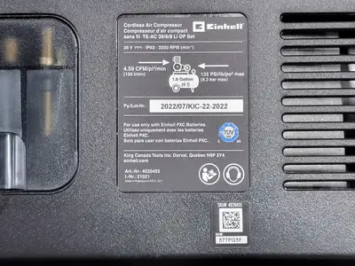 New | in-Stock 2022 EINHELL 4020455 Air Compressors (Misc) British Columbia CA | Lenmark #270930